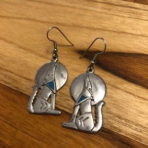 𝅺Wolf earrings with turquoise